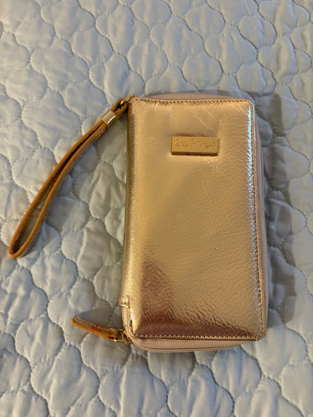 Lilly Pulitzer Gold Wristlet with Strap